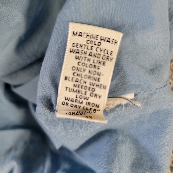 Banana Republic 100% Cotton Blue Cream Embroidered Sleeveless Full Fit Flare 8 - Picture 13 of 16